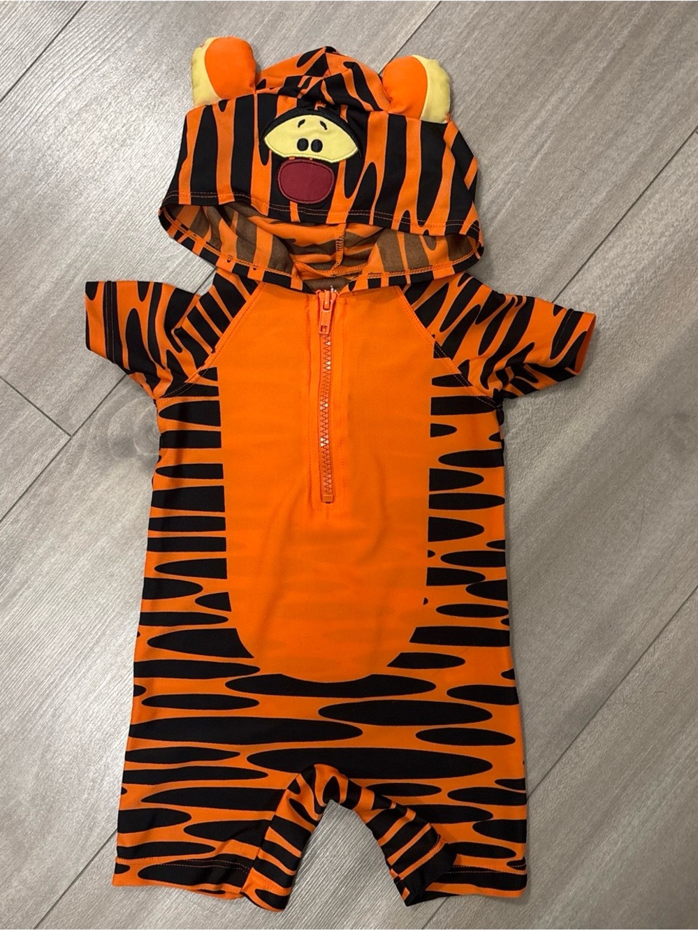 Disney Orange and Black Striped Baby Hoodie Swimsuit